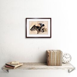 "Artery8 Wall Art Print Racing Horse & Jockey Grunge Art Framed 9x7 inch in Brown - Size: W7"" x H9""" - thumbnail 2