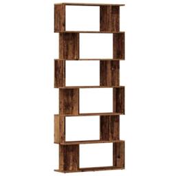 Berkfield Home Elegant Book Cabinet Old Wood 80x24x192 cm Engineered Wood in Brown - Size: 80 x 24 x 192 cm - thumbnail 6