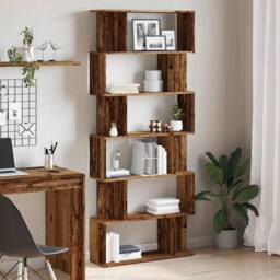Berkfield Home Elegant Book Cabinet Old Wood 80x24x192 cm Engineered Wood in Brown - Size: 80 x 24 x 192 cm - thumbnail 1