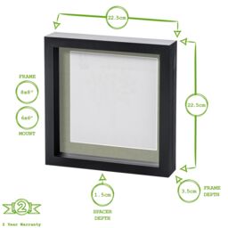 "Nicola Spring 8"" x 8"" White 3D Box Photo Frames - 6"" x 6"" Mount - Pack of 5 in Black" - thumbnail 4
