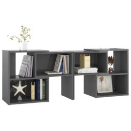 Berkfield Home TV Cabinet High Gloss Grey 104x30x52 cm Engineered Wood - Size: 104 x 30 x 52 cm - thumbnail 5