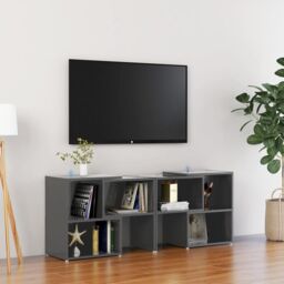 Berkfield Home TV Cabinet High Gloss Grey 104x30x52 cm Engineered Wood - Size: 104 x 30 x 52 cm - thumbnail 1