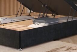 Somnior Ziggy Plush Velvet Ottoman Bed Base with Floor Standing Headboard in Black - Size: King - thumbnail 4