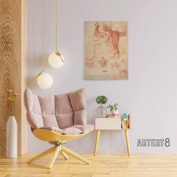 "Artery8 Michelangelo Studies For The Libyan Canvas Wall Art Print in Beige - Size: W24"" x H32""" - thumbnail 3