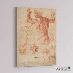 "Artery8 Michelangelo Studies For The Libyan Canvas Wall Art Print in Beige - Size: W24"" x H32""" - thumbnail 2