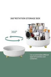 Living and Home 28CM All-purpose Turntable-style Material Storage Spinning Fruit Plate Skincare Cosmetic Organizer in White - thumbnail 4