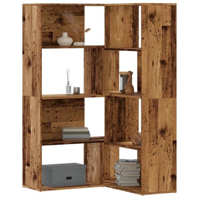 Berkfield Home Corner Bookcase 4-Tier Old Wood 85x85x140 cm Engineered Wood in Brown - Size: 85 x 85 x 140 cm - image 1