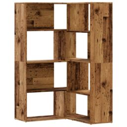Berkfield Home Corner Bookcase 4-Tier Old Wood 85x85x140 cm Engineered Wood in Brown - Size: 85 x 85 x 140 cm - thumbnail 2