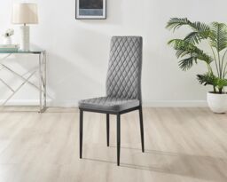 FurnitureboxUK Carson White Marble Effect Dining Table & 4 Velvet Milan Black Leg Chairs in Grey - thumbnail 9