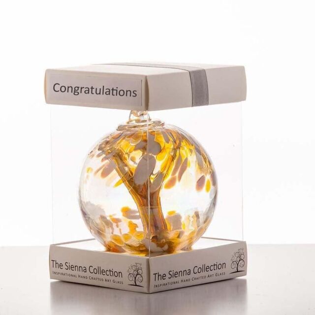 Sienna Glass 10cm Spirit Ball Congratulations Pastel Gold - image 1