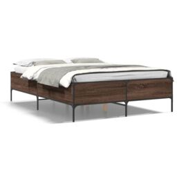 Berkfield Home Bed Frame without Mattress Brown Oak 150x200 cm King Size - thumbnail 2