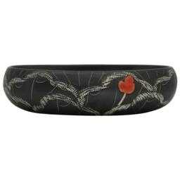 Berkfield Home Durable Countertop Basin Black Oval 59x40x15 cm Ceramic - Size: 59 x 40 x 15 cm