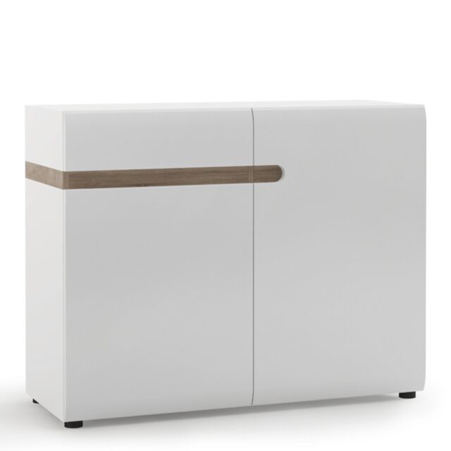 Furniture To Go Chelsea 1 Drawer 2 Door Sideboard 109.5cm wide in White with Oak Trim