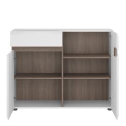 Furniture To Go Chelsea 1 Drawer 2 Door Sideboard 109.5cm wide in White with Oak Trim - thumbnail 2