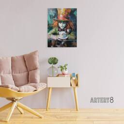 "Artery8 Mad Hatter Wonderland Tea Party Canvas Wall Art Print - Size: W24"" x H32""" - thumbnail 3