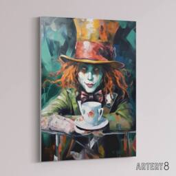 "Artery8 Mad Hatter Wonderland Tea Party Canvas Wall Art Print - Size: W24"" x H32""" - thumbnail 2