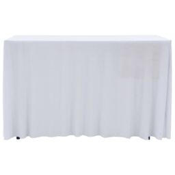 Berkfield Home 2 pcs Stretch Table Covers with Skirt 183x76x74 cm White - Size: 183 x 76 x 74 cm - thumbnail 2