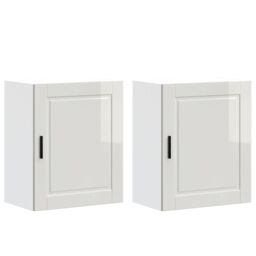 Berkfield Home Kitchen Wall Cabinets 2 pcs¬†Porto High Gloss White Engineered Wood in Brown - thumbnail 2
