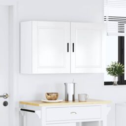 Berkfield Home Kitchen Wall Cabinets 2 pcs¬†Porto High Gloss White Engineered Wood in Brown - thumbnail 3