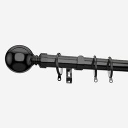New Edge Blinds Black Nickel 28mm Ball Fixed Length Metal Curtain Pole - Size: 340 cm - thumbnail 2