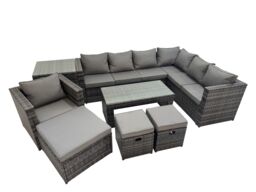 Fimous Garden Furniture Set with Chair 3 Stool Side Table Dark Grey Mixed