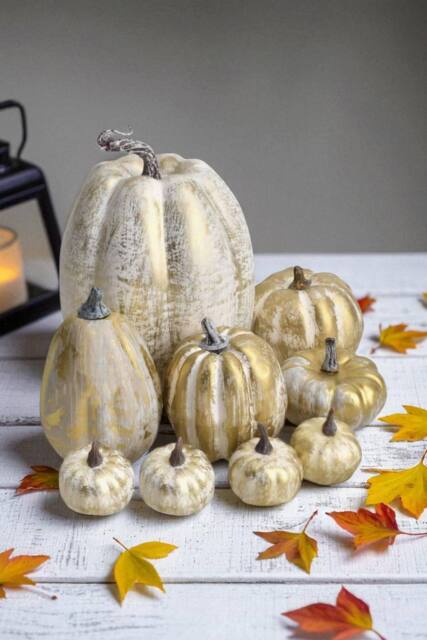 Garden Greatness Set Of 9 Brushed Gold Pumpkins - Size: 9 Pack - image 1
