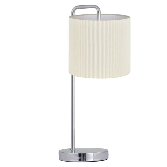 First Choice Lighting Chrome Arched Table Lamp with White Micropleat Shade in Silver - image 1