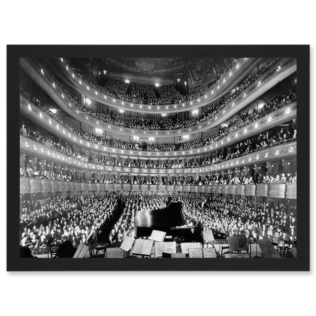 Artery8 Metropolitan Opera House New York Auditorium A4 Artwork Framed Wall Art Print in Black - image 1