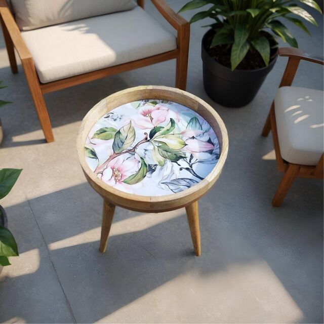 Hartsmede Handmade Side Table with Detachable Legs Spring Flower in Pink - image 1