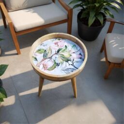 Hartsmede Handmade Side Table with Detachable Legs Spring Flower in Pink
