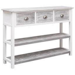 Berkfield Home Sideboard Antique Grey 108x30x76 cm Solid Paulownia Wood - Size: 108 x 30 x 76 cm - thumbnail 2