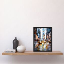 Artery8 Times Square Taxis Billboards Watercolour Iconic Framed Art Print - Size: A4 - thumbnail 4