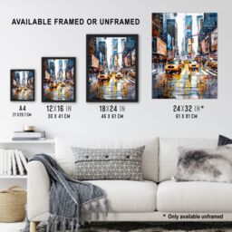 Artery8 Times Square Taxis Billboards Watercolour Iconic Framed Art Print - Size: A4 - thumbnail 3