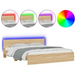 Berkfield Home Bed Frame with LED without Mattress Sonoma Oak 180x200 cm Super King in Brown - thumbnail 2