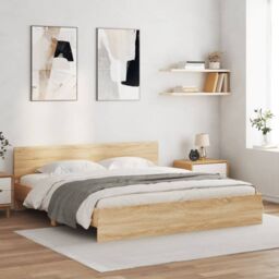 Berkfield Home Bed Frame with LED without Mattress Sonoma Oak 180x200 cm Super King in Brown - thumbnail 3