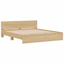 Berkfield Home Bed Frame with LED without Mattress Sonoma Oak 180x200 cm Super King in Brown - thumbnail 6