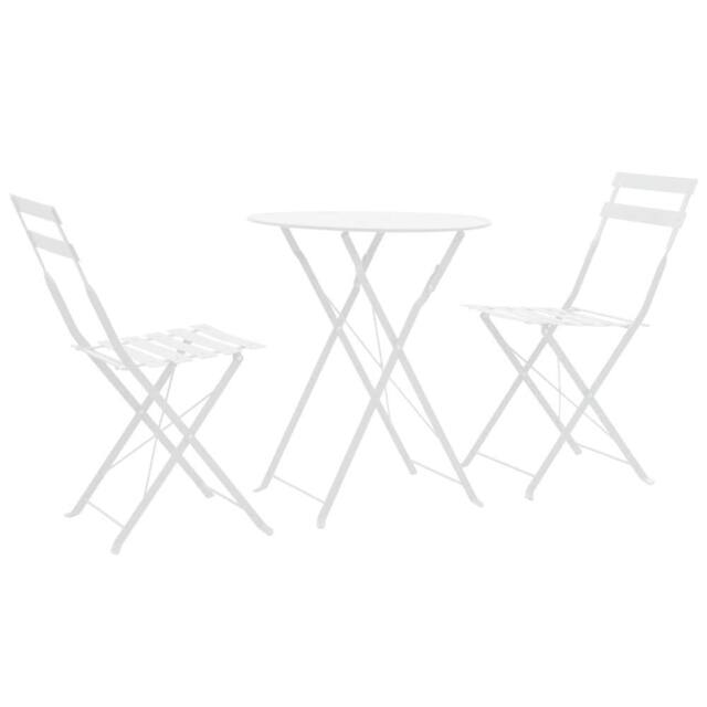 Berkfield Home 3 Piece Bistro Set Steel White - image 1