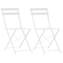 Berkfield Home 3 Piece Bistro Set Steel White - thumbnail 4