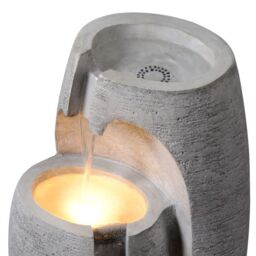 Teamson Home Garden Outdoor Water Feature, Modern 3-Tier Cascading Urn Water Fountain, With LED Lights, Grey - thumbnail 5