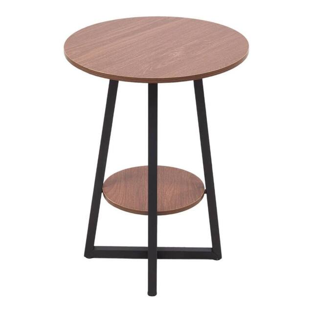 VOGREX Dia.48x55cm Modern 2 Tier Brown Coffee Table Sofa Side Table - Size: 48x55 cm - image 1