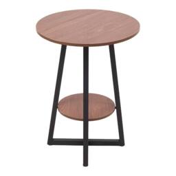 VOGREX Dia.48x55cm Modern 2 Tier Brown Coffee Table Sofa Side Table - Size: 48x55 cm