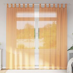 Berkfield Home Voile Curtains with Loops 2 pcs Orange 140x245 cm - thumbnail 1