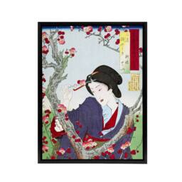 "Artery8 Tsukioka Yoshitoshi Japanese Woman by a Plum Tree Framed Canvas Art - Size: W12"" x H16""" - thumbnail 1