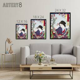 "Artery8 Tsukioka Yoshitoshi Japanese Woman by a Plum Tree Framed Canvas Art - Size: W12"" x H16""" - thumbnail 4