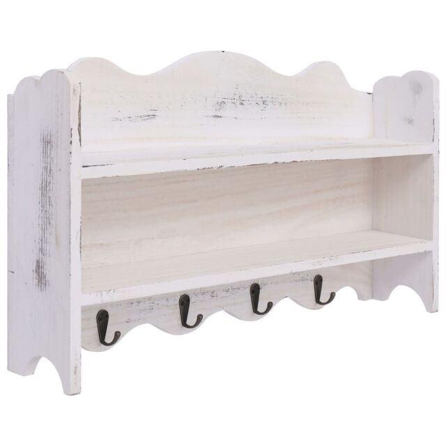 Berkfield Home Wall Mounted Coat Rack White 50x10x30 cm Wood - Size: 50 x 10 x 30 cm - image 1