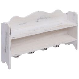 Berkfield Home Wall Mounted Coat Rack White 50x10x30 cm Wood - Size: 50 x 10 x 30 cm - thumbnail 2
