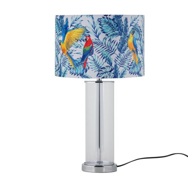 First Choice Lighting Aura - Chrome Table Lamp with Parrot Velvet Shade in Silver - image 1