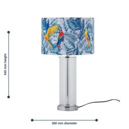 First Choice Lighting Aura - Chrome Table Lamp with Parrot Velvet Shade in Silver - thumbnail 8