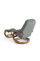 H&O Direct Modern Style Leather Soft Recliner with Footstool in Grey - thumbnail 5