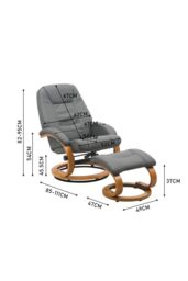 H&O Direct Modern Style Leather Soft Recliner with Footstool in Grey - thumbnail 6